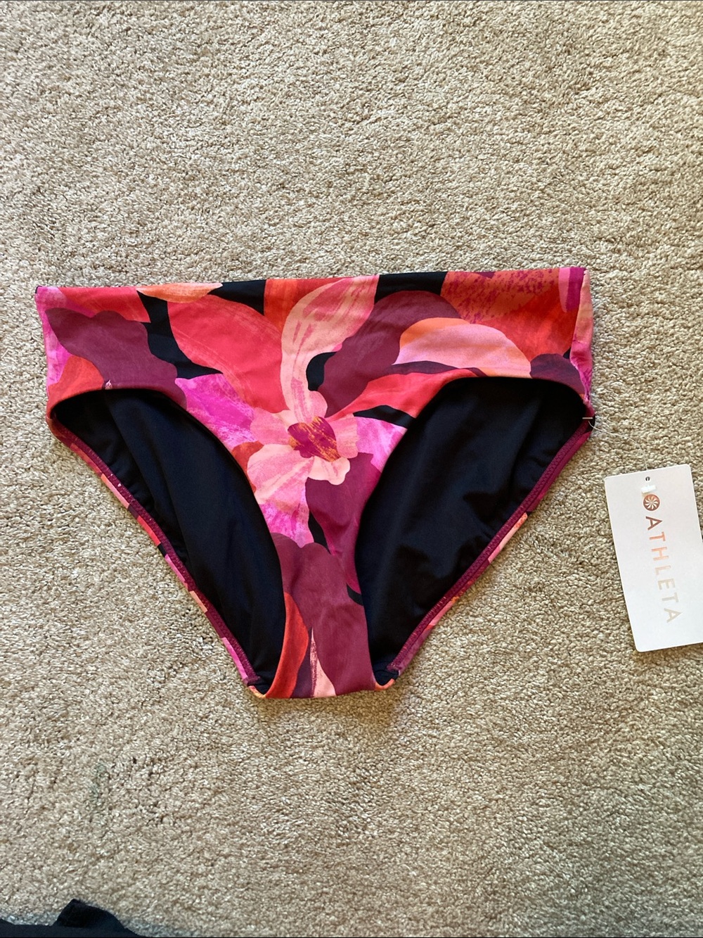 NWT Athleta Pink and Magenta Floral Bikini Bottom